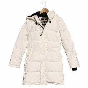 Aritzia White Hooded Powder Parka Puffer
